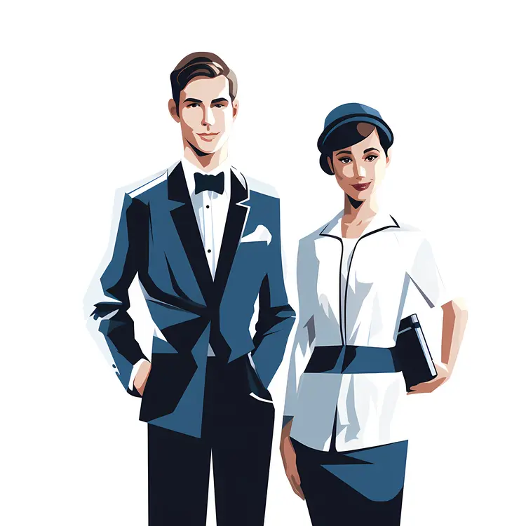 Waiter and Waitress in Uniform