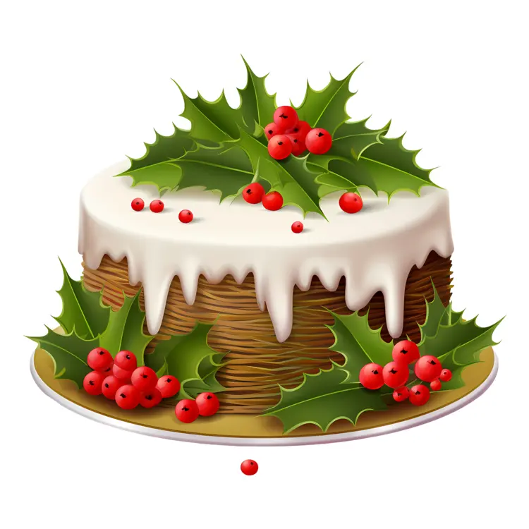 Christmas Cake with Holly and Berries