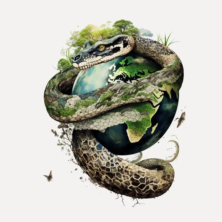 Snake Coiled Around Earth Illustration