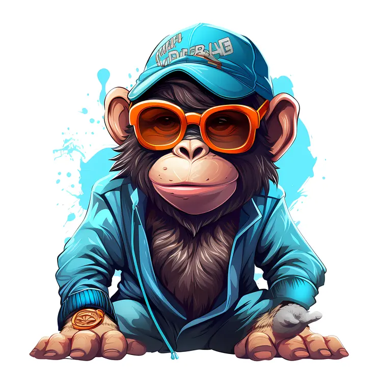 Cool Monkey in Blue Outfit