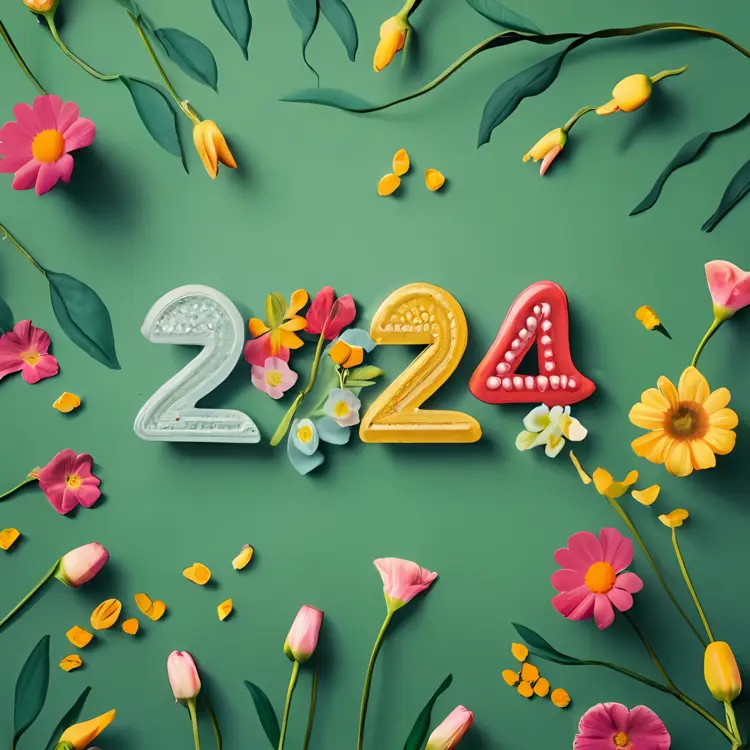 Green Floral 2024 for New Year Celebration