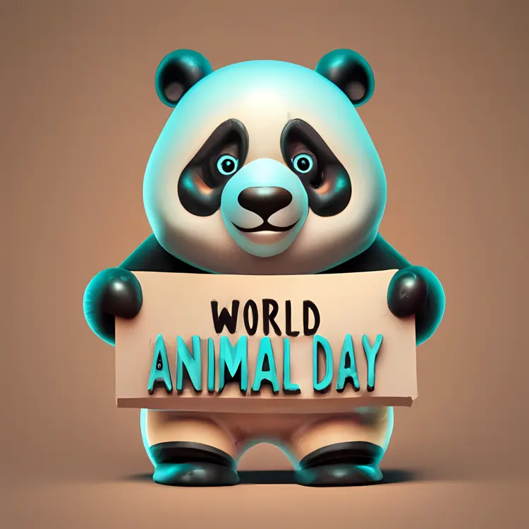 Panda with Sign for World Animal Day