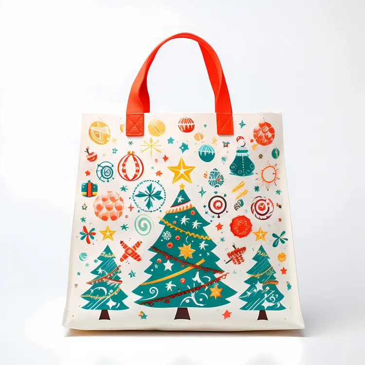 Christmas Tree with Decorations on Holiday Bag