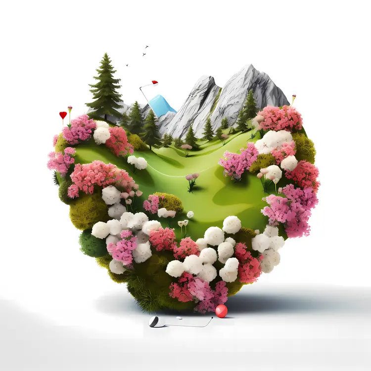 Heart Shaped Golf Course with Flowers