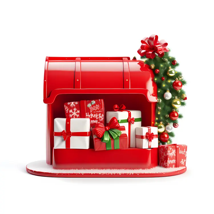 Christmas Mailbox with Gifts and Tree