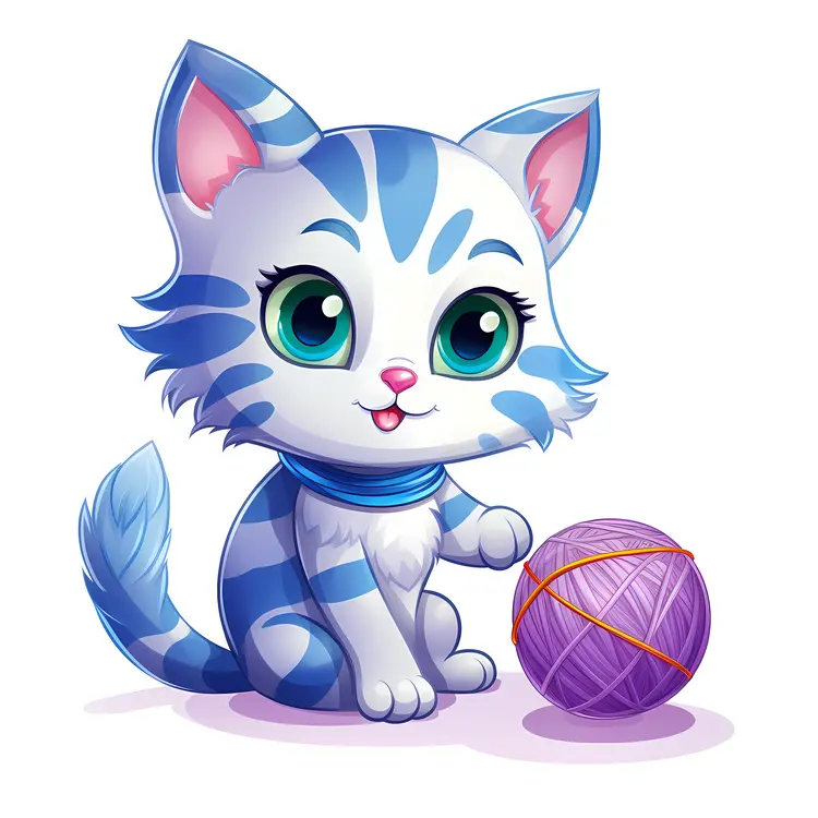 Cute Cat with Yarn