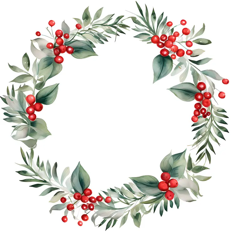 Christmas Wreath with Holly and Berries