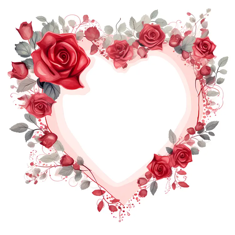Heart Frame with Red Roses