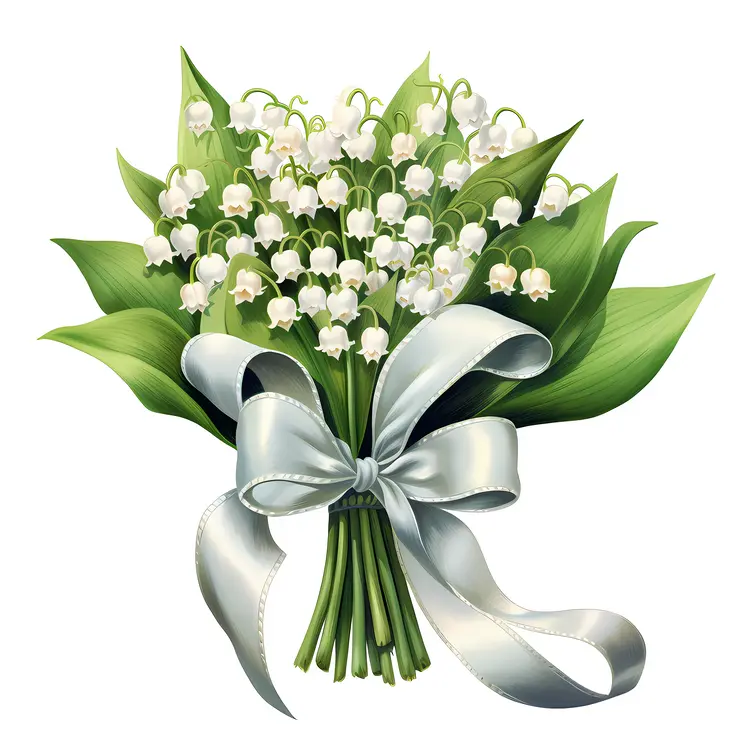 Lily of the Valley Bouquet with White Ribbon