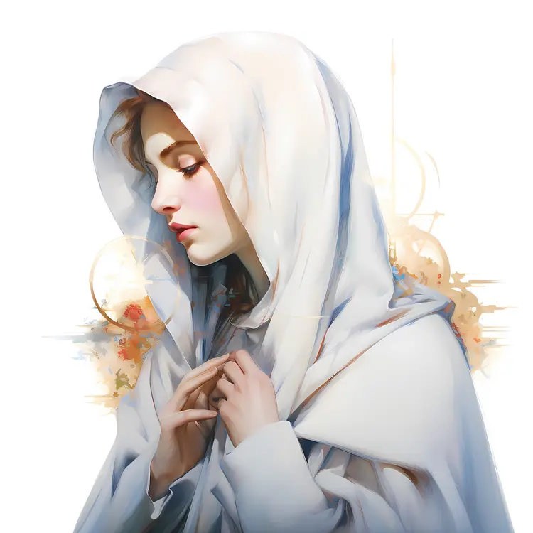 Serene Woman in White Cloak Portrait