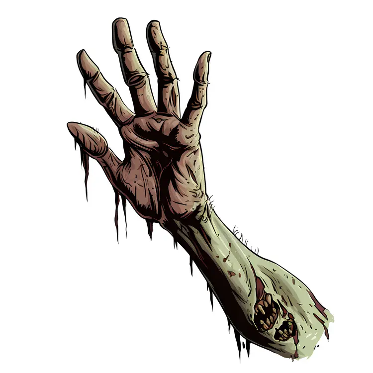Green Zombie Hand in Horror Style