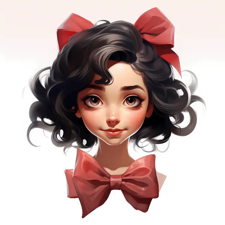 Illustration of Girl with Red Bow