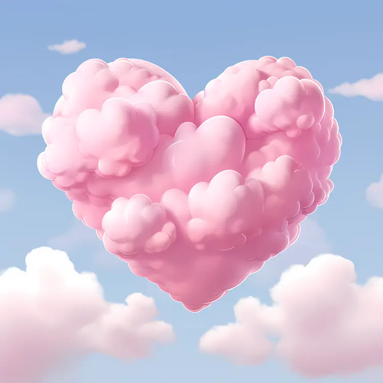 Pink Heart Cloud in a Dreamy Sky