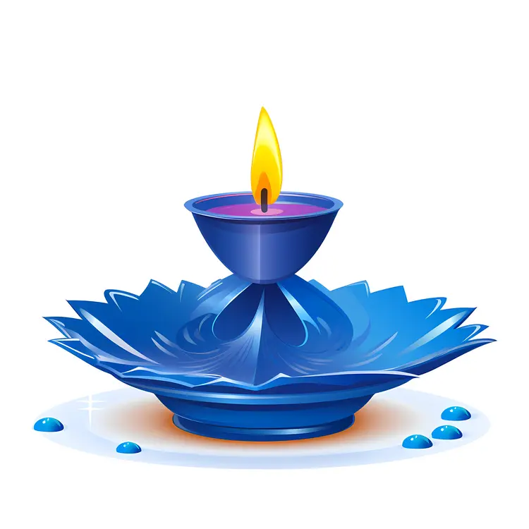 Blue Candle with Flame