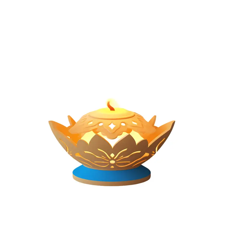 Decorative Diya Lamp with Flame