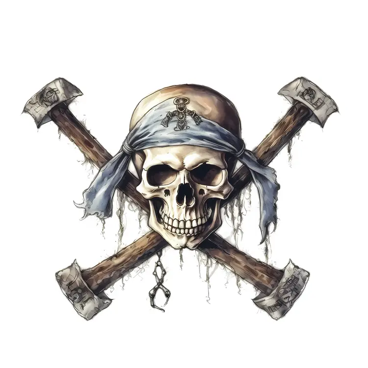 Pirate Skull with Crossed Hammers