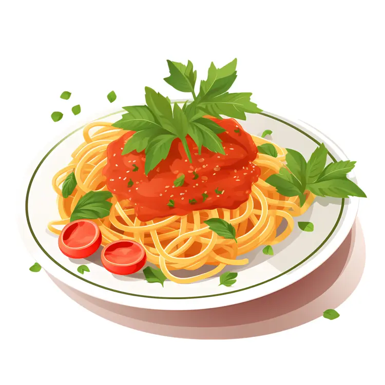 Spaghetti with Tomato Sauce and Parsley