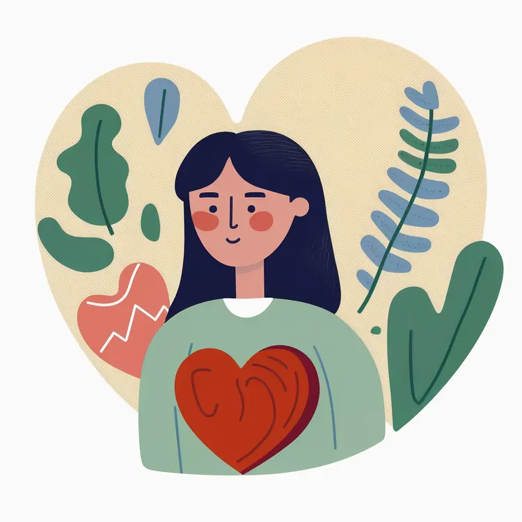 Woman with Heart Symbol Illustration