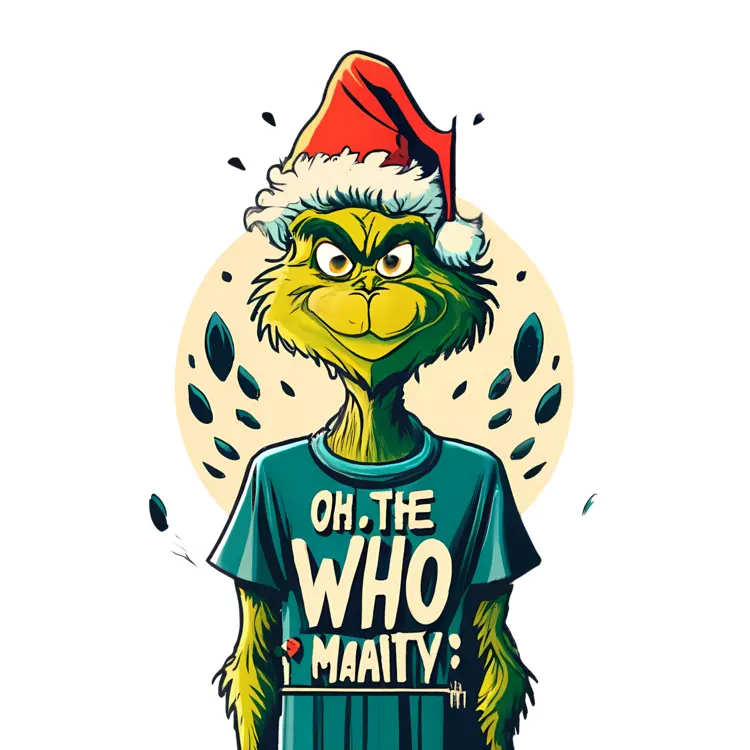 Green Grinch with 'OH. THE WHO MAJORITY' Shirt