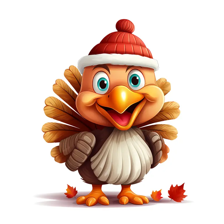 Turkey with Beanie Cartoon Illustration