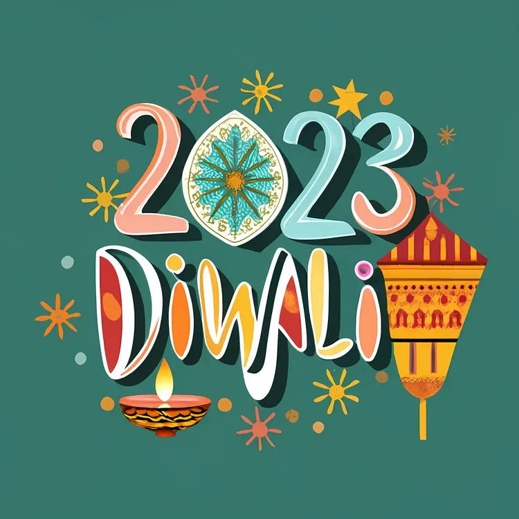 Diwali 2023 Celebration with Lamp and Fireworks