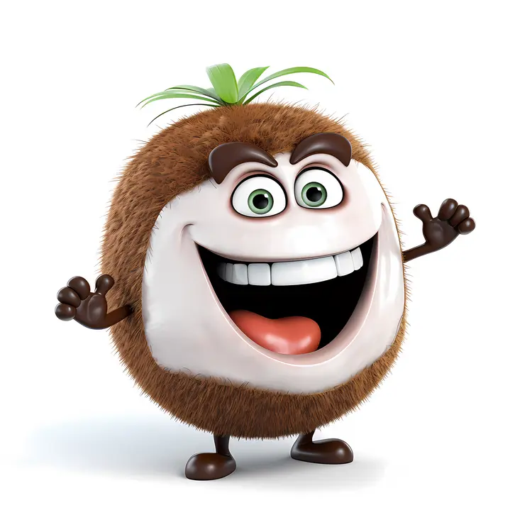 Single Happy Coconut Character