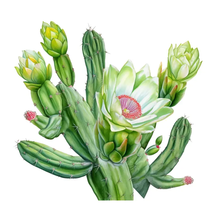 Cactus with White Flowers