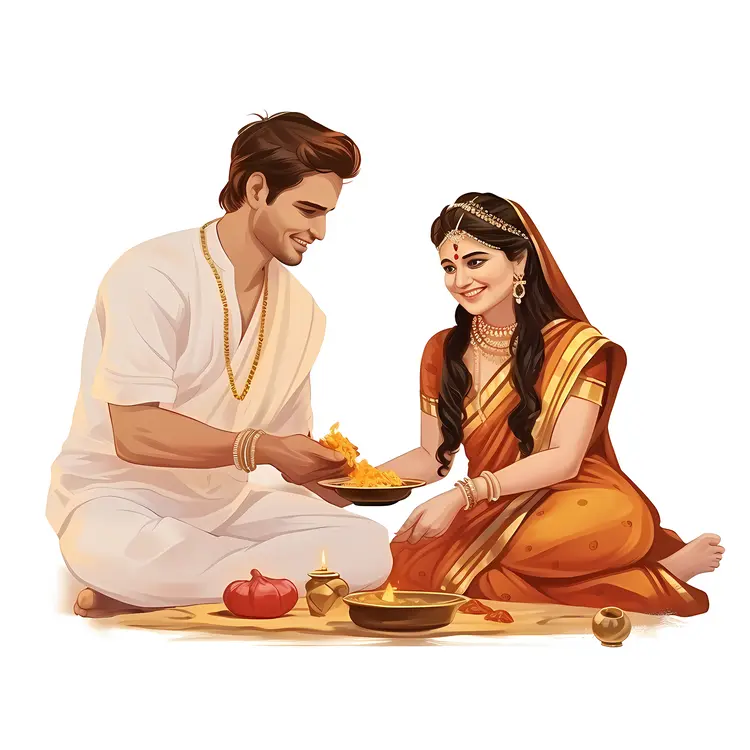 Traditional Indian Couple Performing Ritual