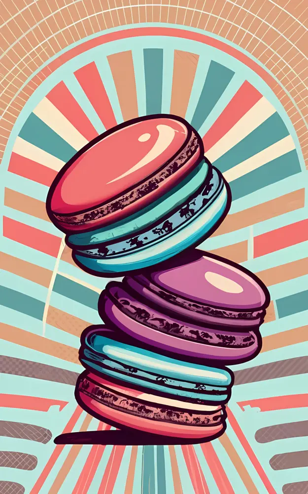 Colorful Macarons with Vibrant Background
