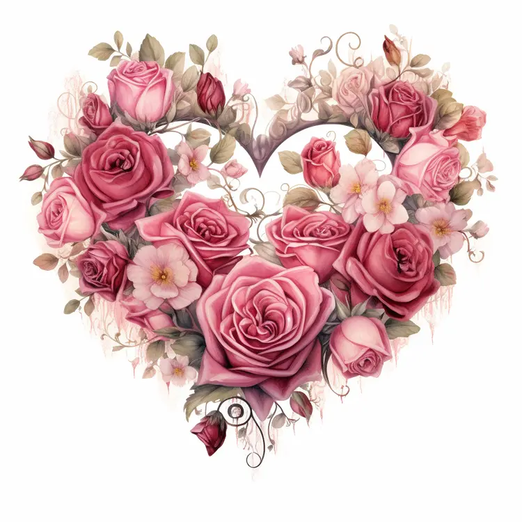 Heart-shaped Flower Arrangement with Pink Roses for Valentine's Day