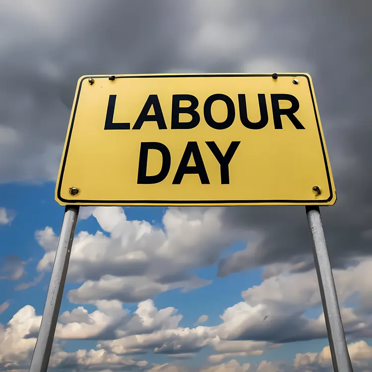 Yellow Outdoor Labour Day Sign