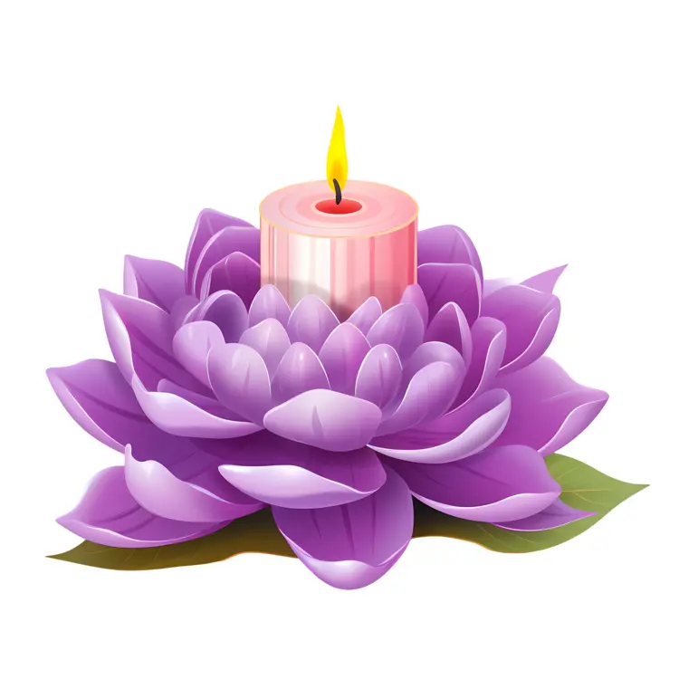 Purple Candle in Lotus Flower