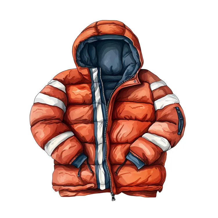 Orange Hooded Puffer Jacket for Winter