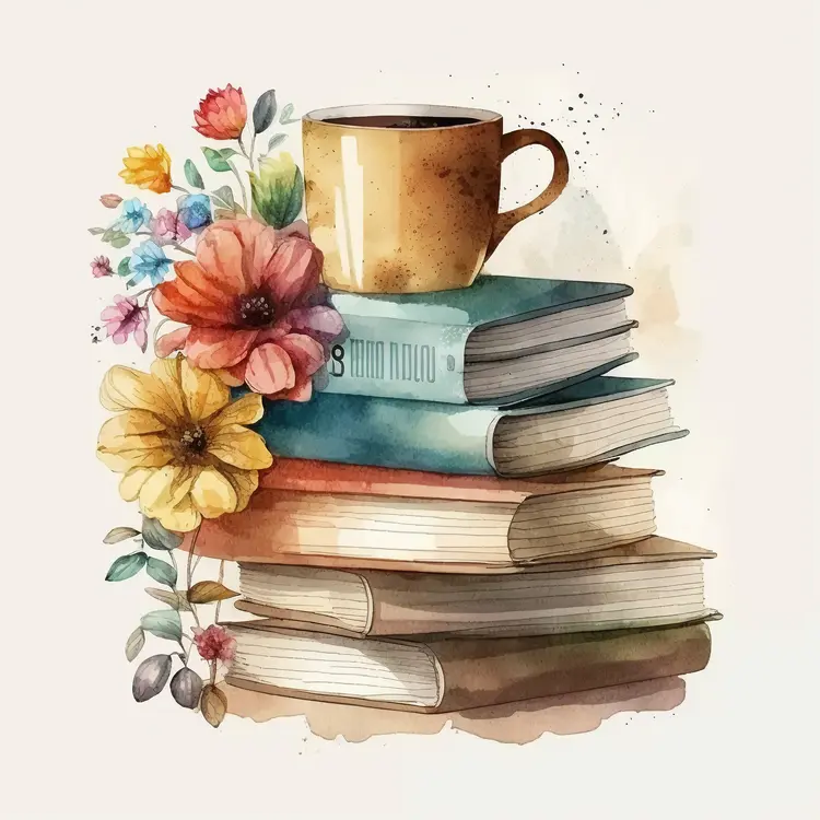 Cozy Reading Corner with Books and Flowers