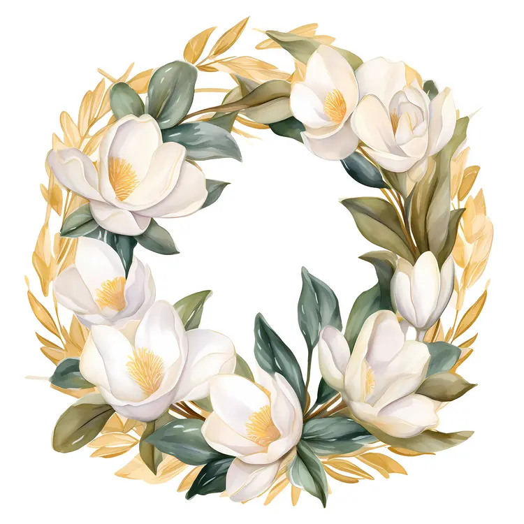 Elegant Floral Wreath with White Petals