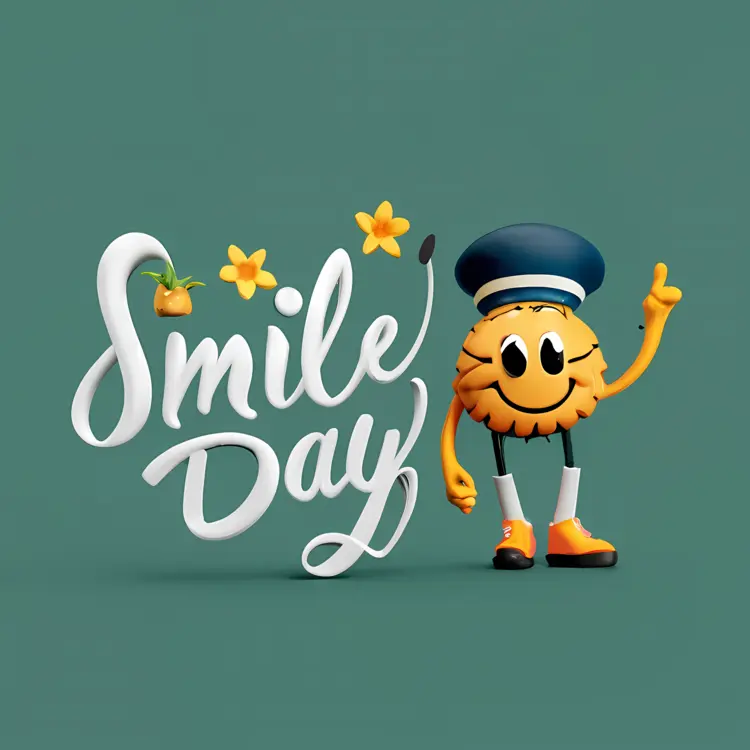 Smile Day with Happy Face and Flowers