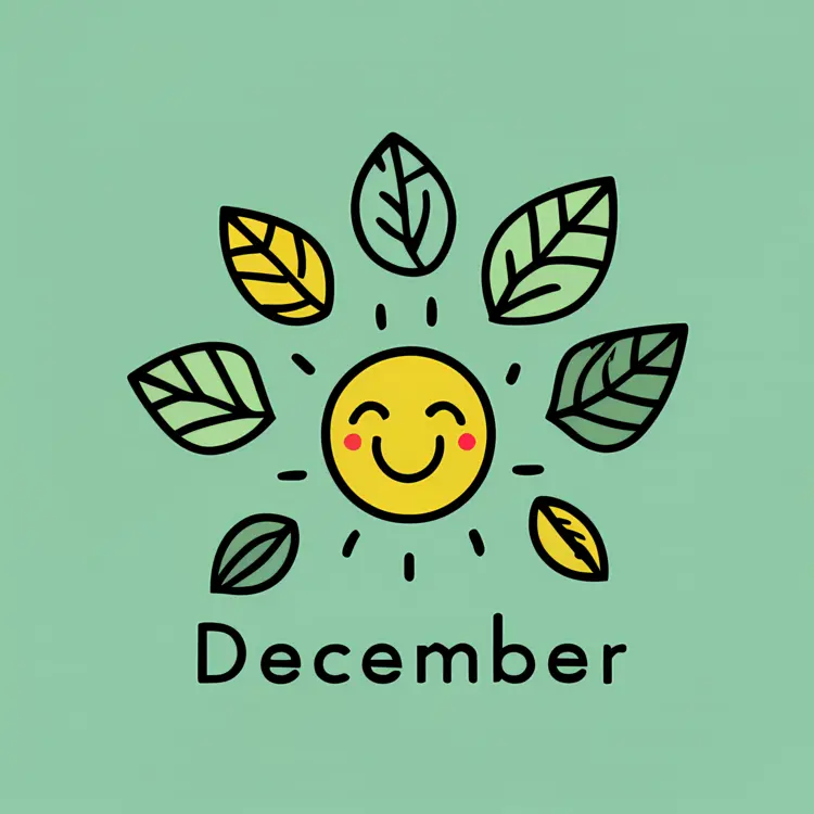 December with Leaf and Sun Design