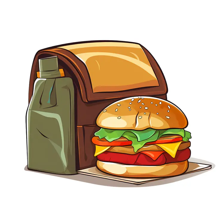 Delicious Burger with Lunch Bag