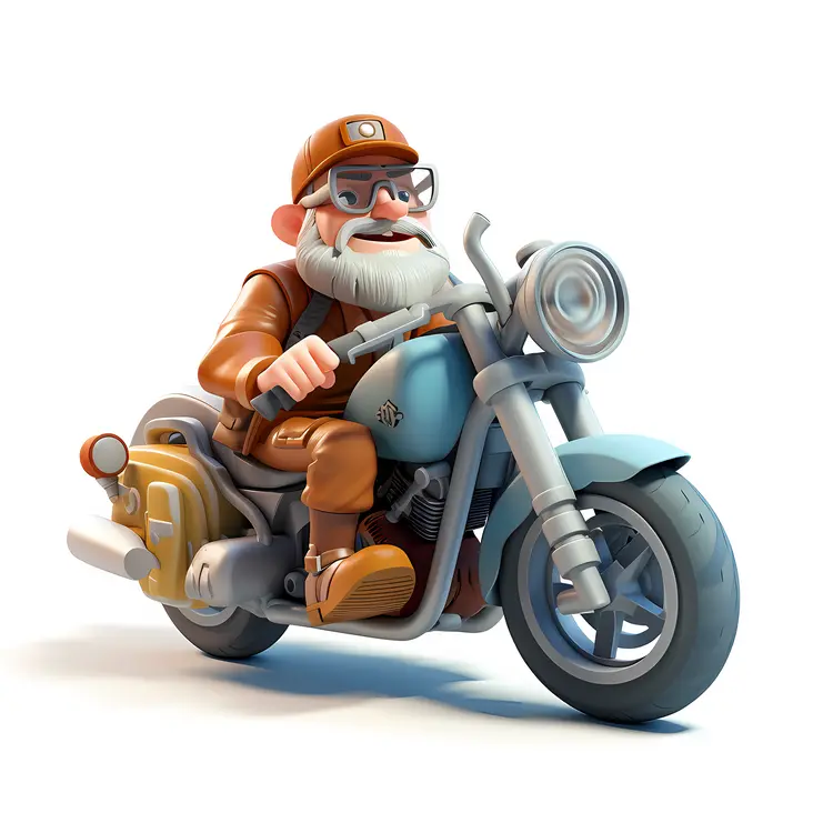 Cartoon Motorcyclist on Bike