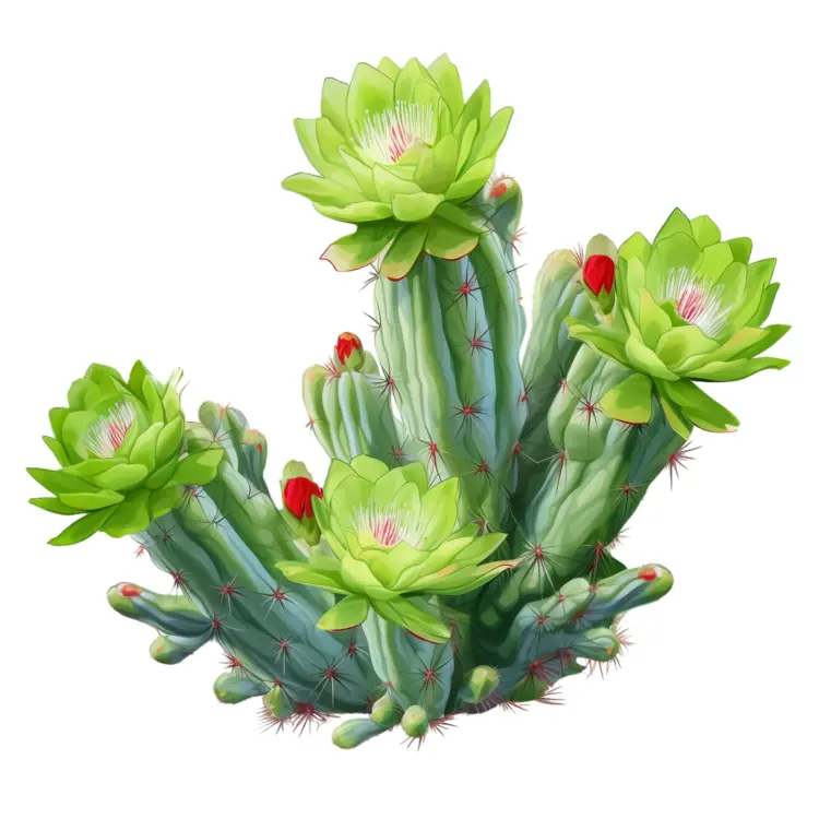 Flowering Cactus with Green Blooms
