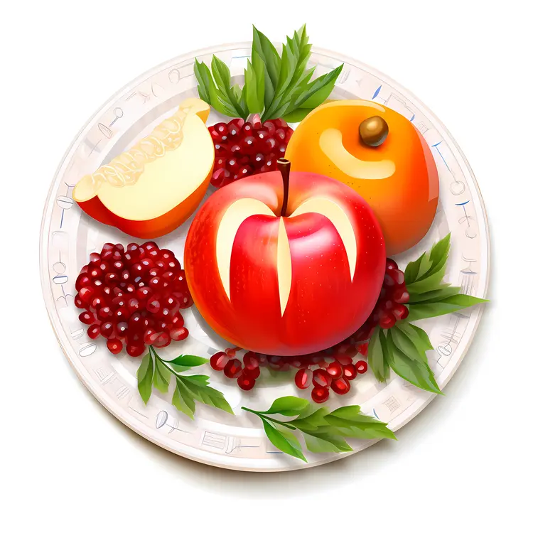 Festive Apple and Pomegranate Plate for Rosh Hashanah