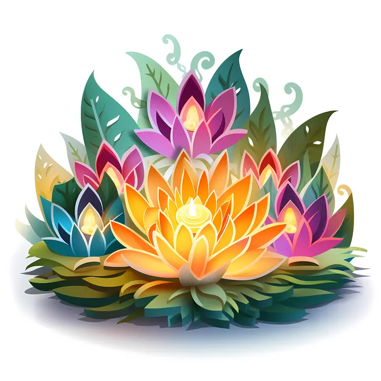 Colorful Lotus Flowers in Bloom