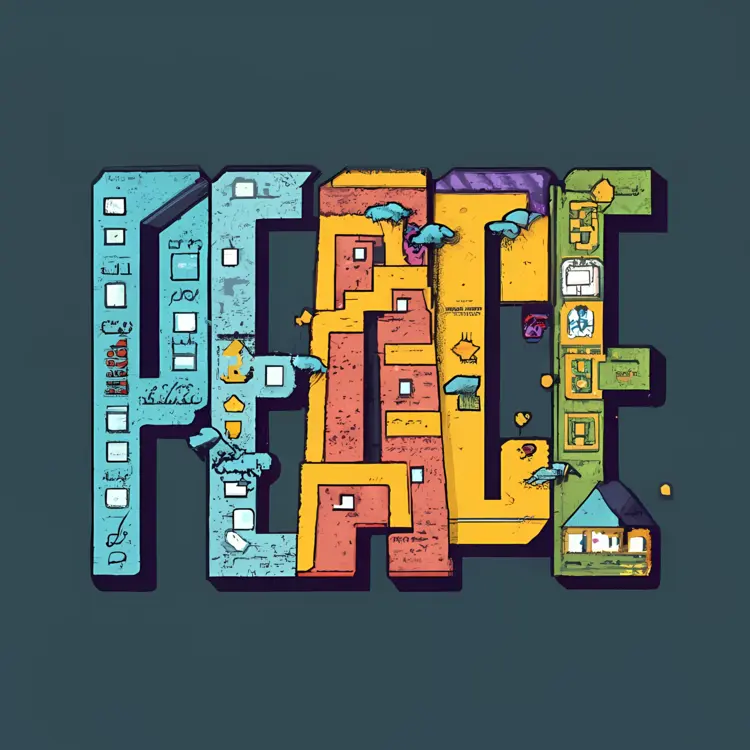 Colorful Peace Doodle Text Art