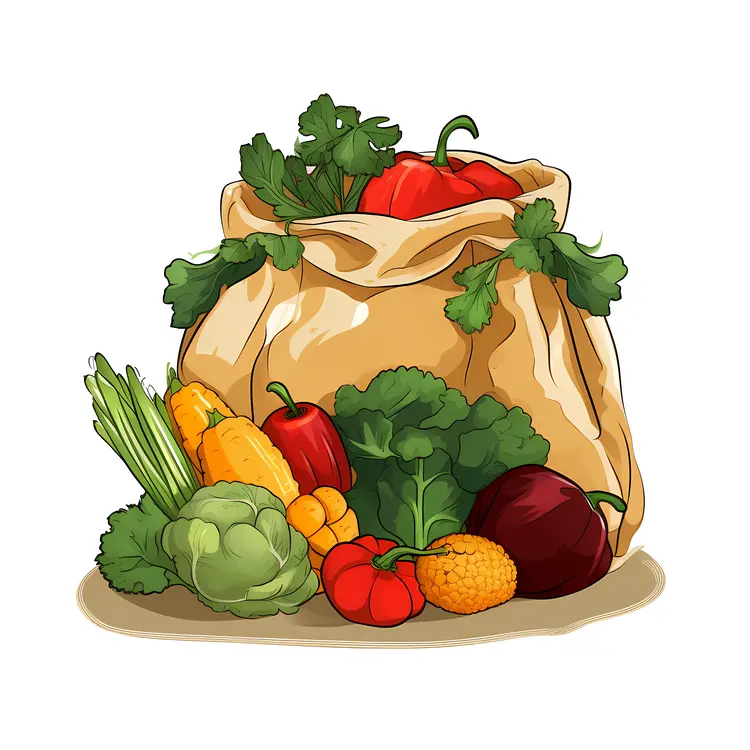 Mixed Vegetables in a Brown Bag