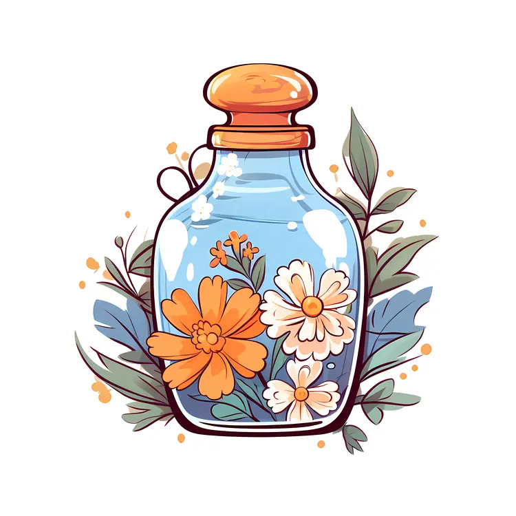 Floral Decorated Bottle Illustration