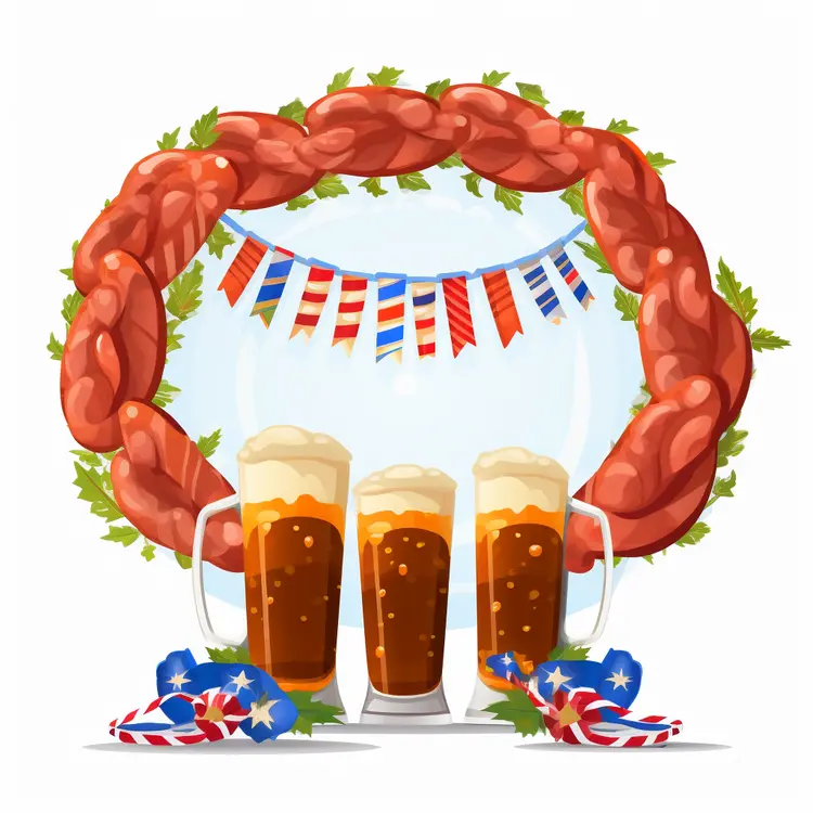 Beer and Sausages for Oktoberfest Celebration