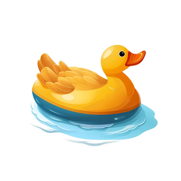 Cute Yellow Rubber Duck Floating in Water