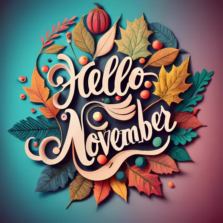 Hello November with Leaves and Berries