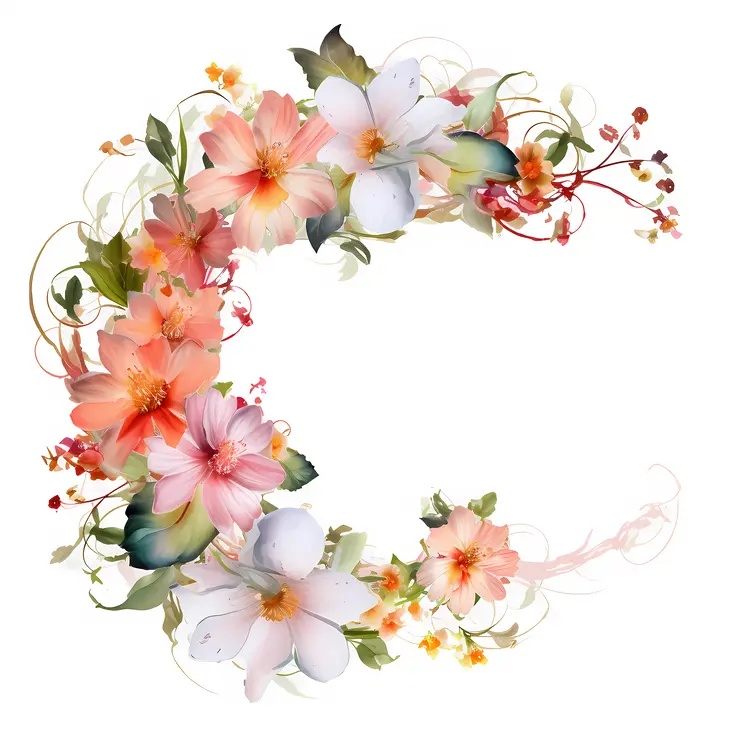 Elegant Floral Crescent with Pink and White Flowers