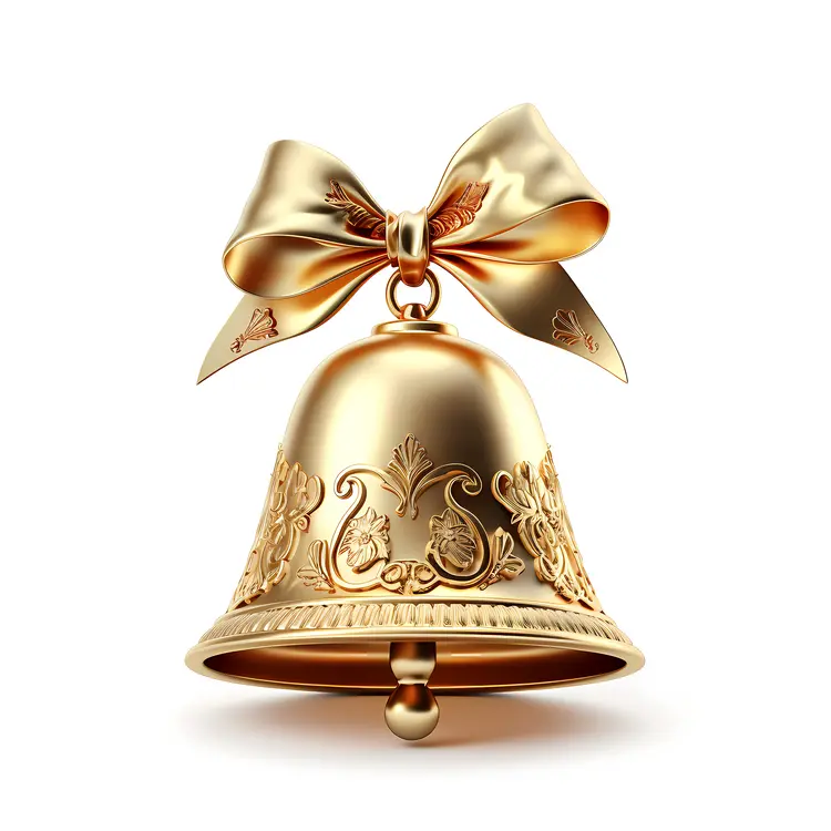 Golden Bell with Ornate Design and Bow